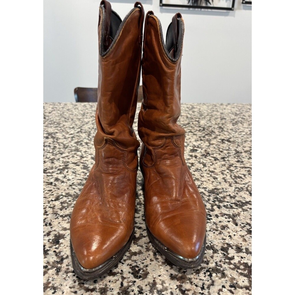 Vintage Dingo Cognac Brown Cowgirl Leather Slouch Boots Women’s Size 8 - Picture 3 of 9